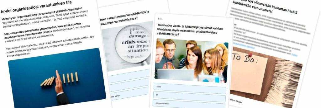 Varautumisen cheklist - kuvasarja kyselyn toteutuksesta